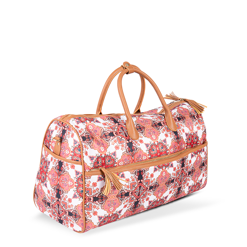 Sac de fourre-tout de voyage à double zipper en métal de style tropical