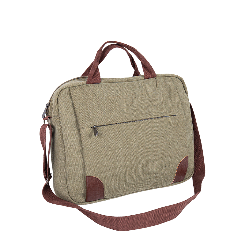 Sac de messager d'ordinateur portable - Sac à bandoulière crossbody canvas avec plusieurs compartiments - vert