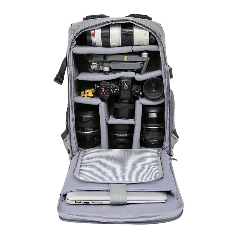 Équipement de caméra de grande capacité avec un couvercle de pluie imperméable, adapté aux caméras de 15,6 pouces et des caméras DSLR (gris foncé)