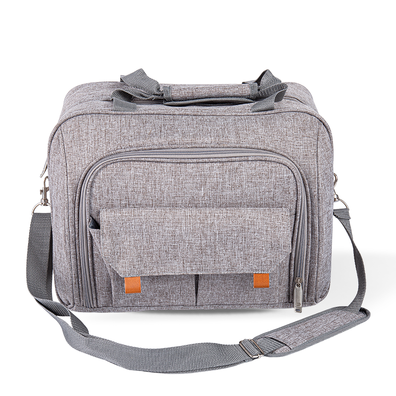 Sac à lunch pour femmes, boîte à lunch isolée pour hommes et femmes de 18L, sac réfrigéré à double couches extensible, sac fourre-tout à lunch léger, avec sac de tissu latéral (gris)